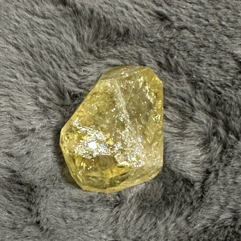 Natural gemstone crystal Citrine with natural rainbows.